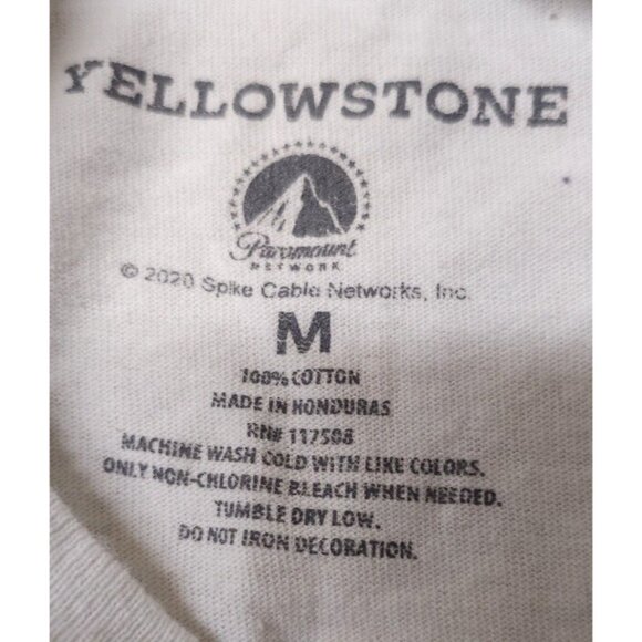 Yellowstone Dutton Ranch Medium White Cowboy Horse Spellout Distressed Tee Shirt - Picture 12 of 13